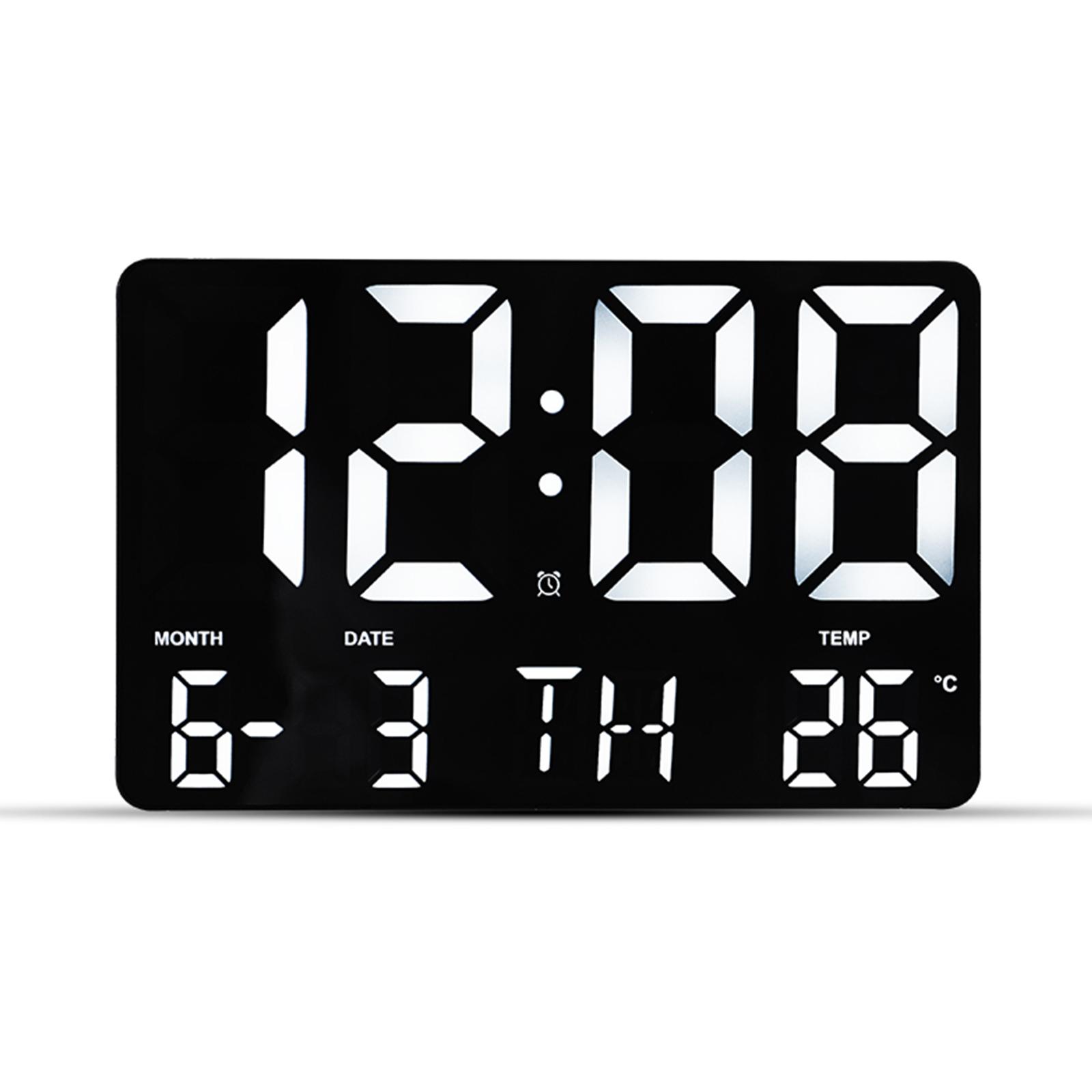 

ORIA 11.5 Large Digital Wall Clock USB Powered Time Calendar 12/24H Time/Day/Month/Temp Display Electronic LED Alarm Clock