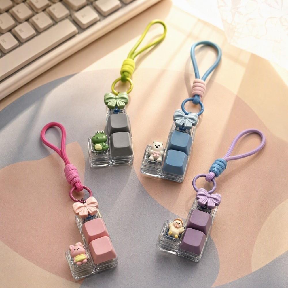Rabbit Frog Bear Duck Stress Relief Keyring Cartoon Animal Fidget Bag Pendant Student Bag Ornament