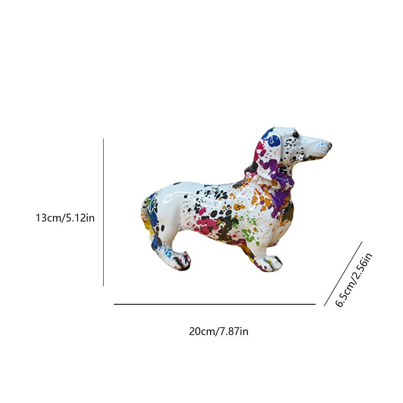 Colorful Graffiti Art Dachshund Dog Decoration Home Office Collection Decoration Tabletop Resin Crafts Miniature Statues