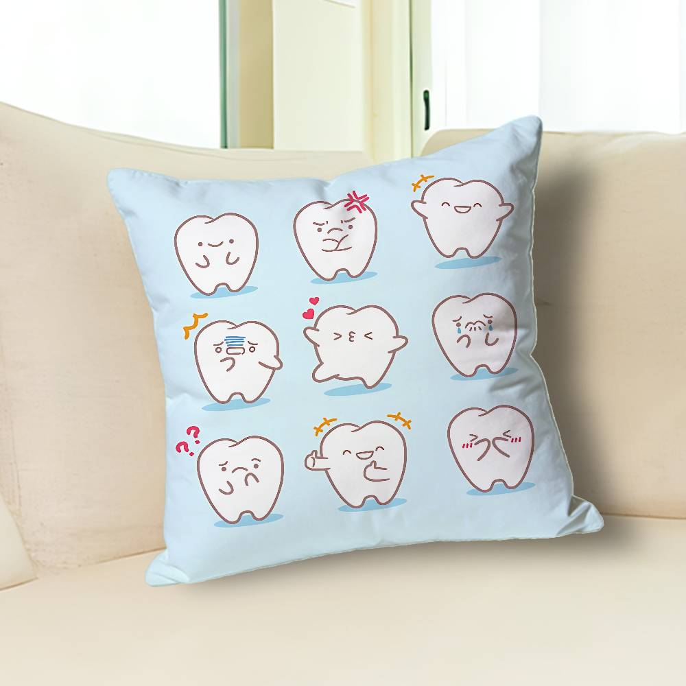 Dental Protect Tooth Cartoon Anime Celebrity Merchandise All-Match Printed Pillow Case Sofa Car Office Room Decoration Protector