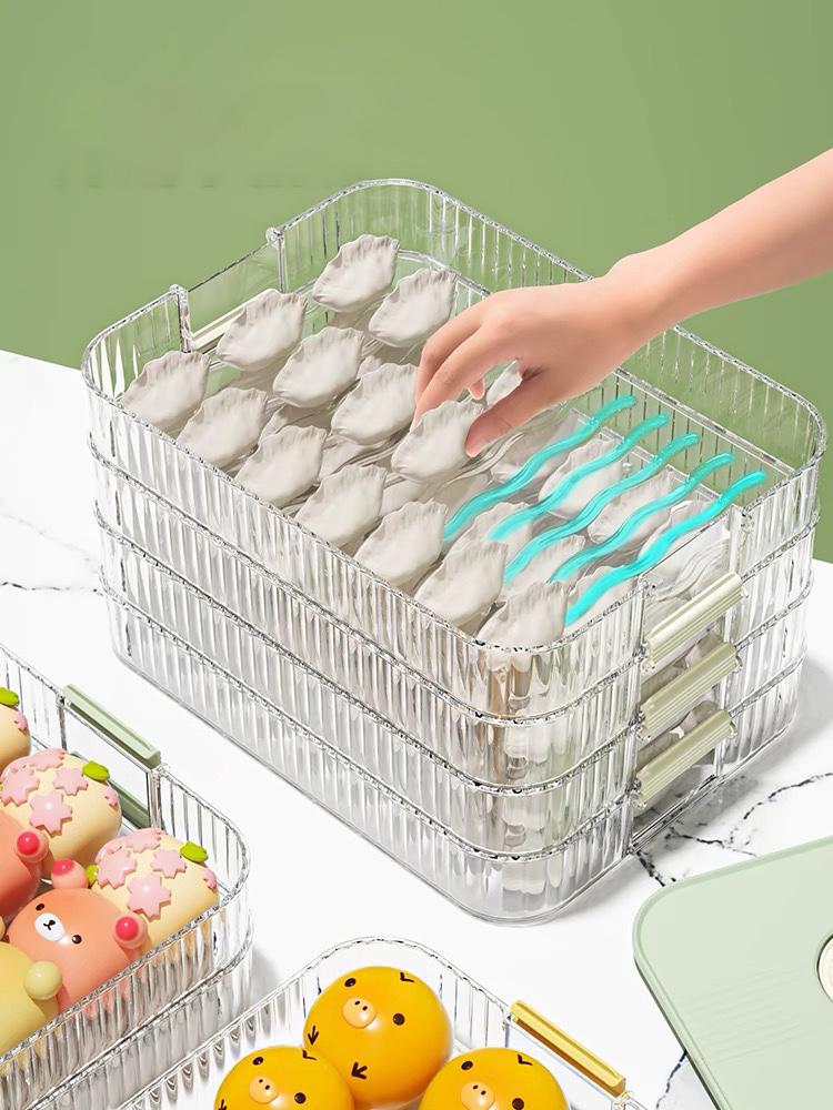 Dumplings Storage Box 3/4 Layer Fridge Food Grade Flash freezing Wonton Keep fresh Seal Leak Proof Deli Meat Date Recording