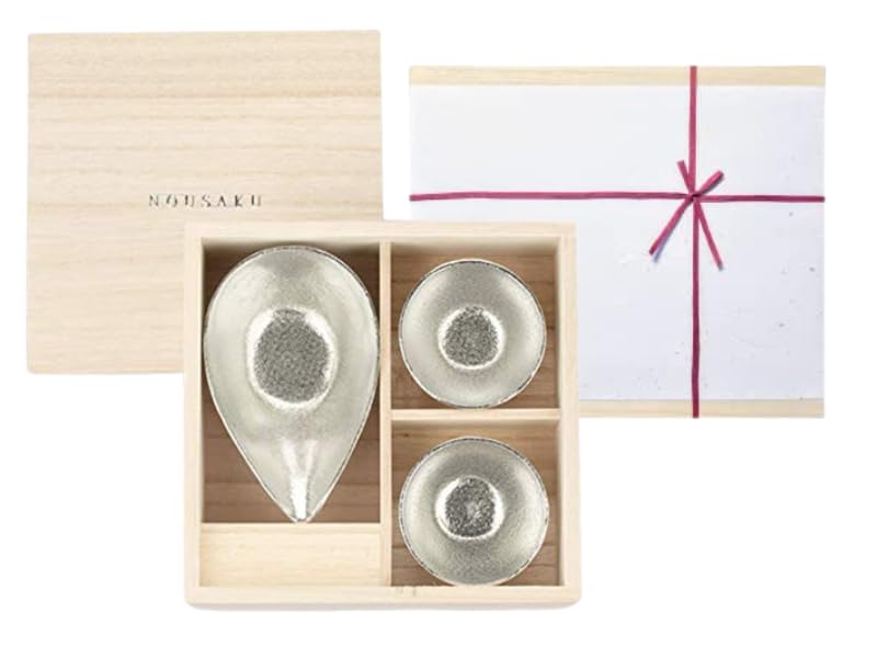 Washi Paper Katakuchi Small Sake Set of Paulownia Wood PBOX [Nousaku Wrapping] - Cup, 2, Box, KS1=G2