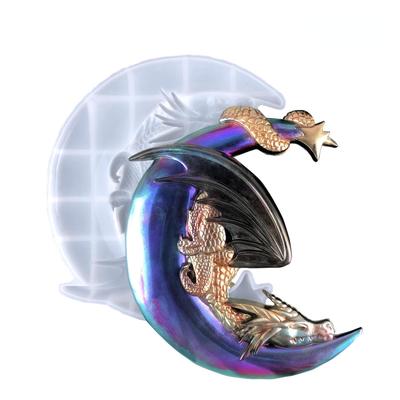Moon Flying Dragon Epoxy Resin Mold DIY Wall Decorative Pendant Half Three-dimensional Flying Dragon Moon Pendant Silicone Mold