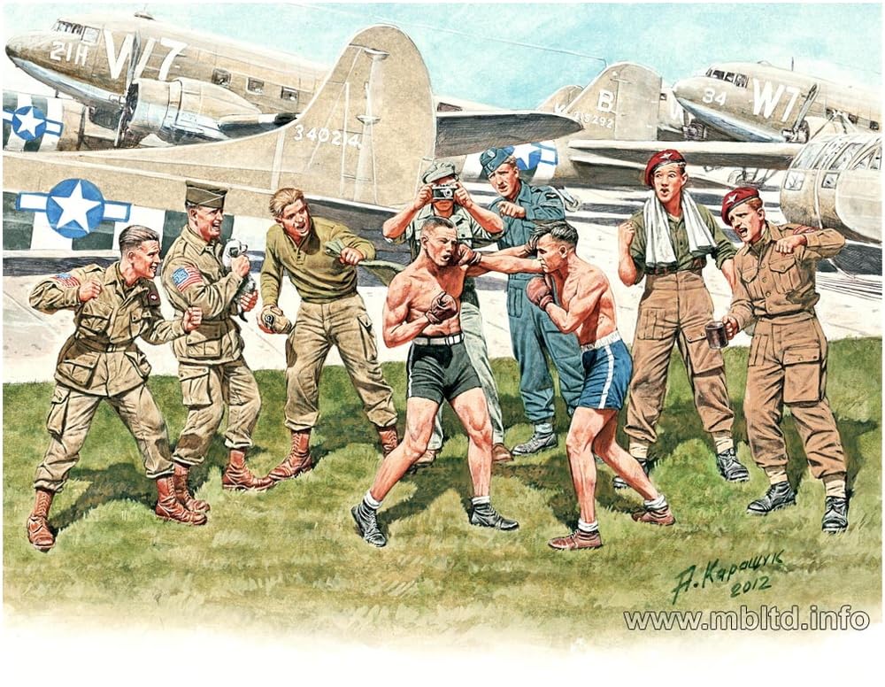 Master Box 1/35 Scale British Airborne Forces Boxing Tournament Match Scene Plastic Model Kit (9 Figures) MB35150