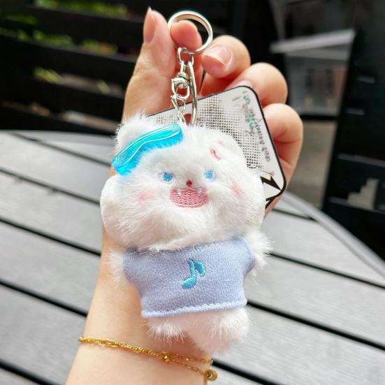 Plyschkatt Nyckelring Fylld Svart Vit Tecknad Kattunge Nyckelring Ryggsäck Skolväska Hängande Dekoration Väskhänge Plånbok Hänge