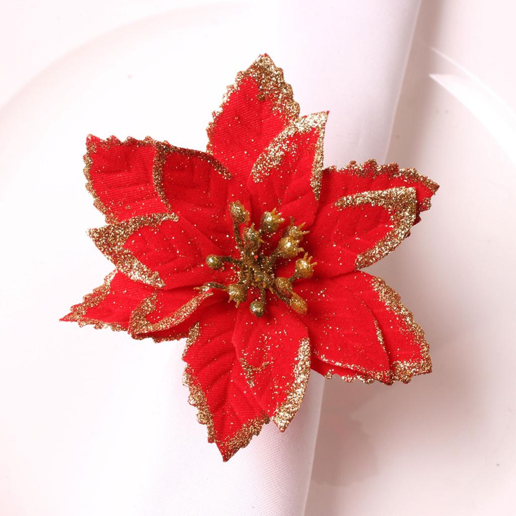 6PCS Napkin Set Red Elegant Christmas Flower Napkin for Birthday Party Wedding