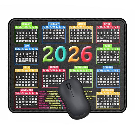 

Календарь 2026 года Коврик для мыши с нескользящей резиновой основой Прошитый край Прямоугольный Водонепроницаемый Домашний Офисный Игровой Компьютер Ноутбук Коврик для мыши Настольный коврик Small