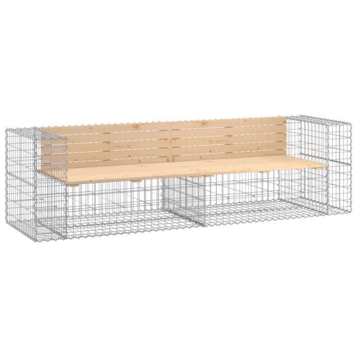 VidaXL Zahradní lavička design gabion 244x71x65,5 cm masivní borové dřevo 3196239