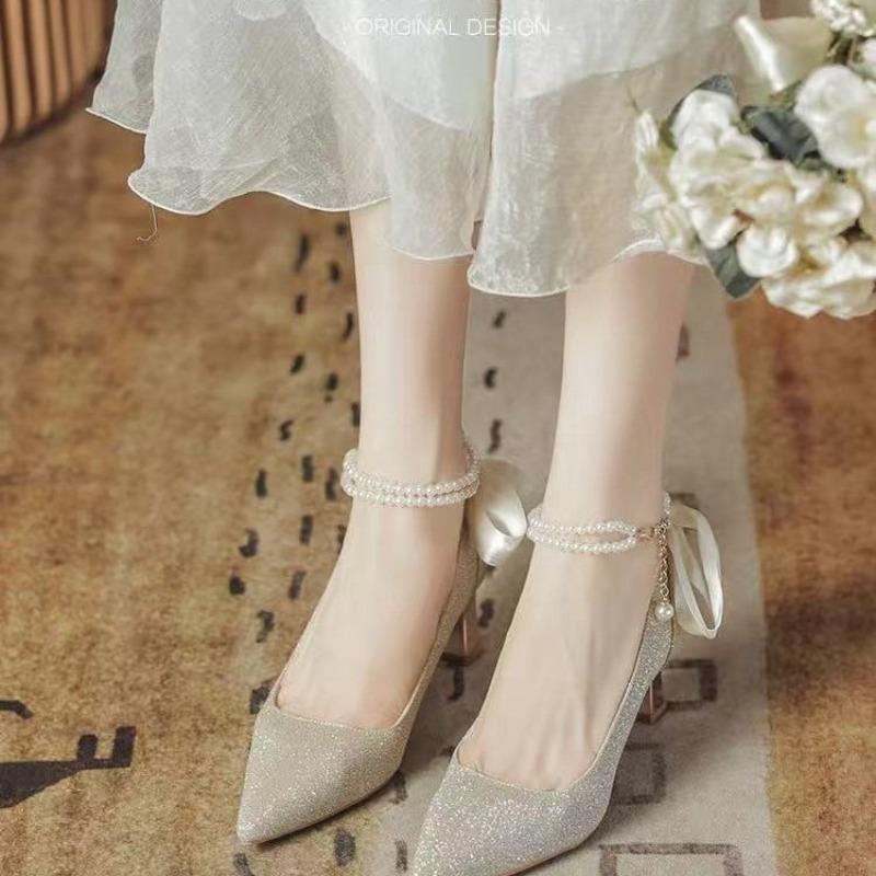 

Fashion Summer 2025 Women s High Heels Thin Pointed Toe Hollow out Shoes Comfortable Skirts Sexy Single Shoes Rubber Sole 40 шампанского