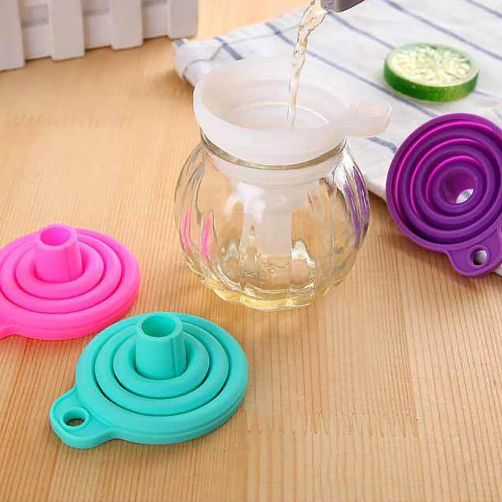 Kitchen Funnel Set, Mini Silicone Telescopic Foldable Oil Funnelfor Filling Water Bottles With Liquid Transfer