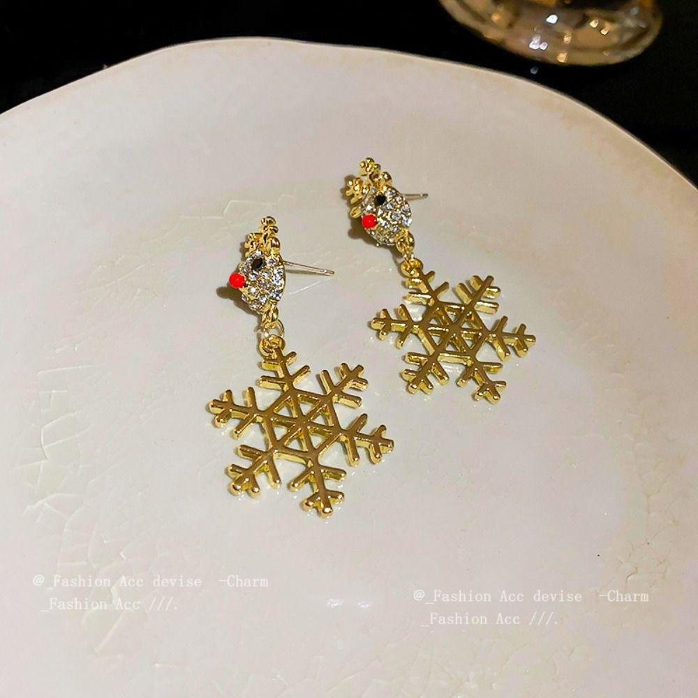 Crystal Rhinestone Pendant Star Christmas Tree Earring Studs Merry Christmas Earrings  Girls