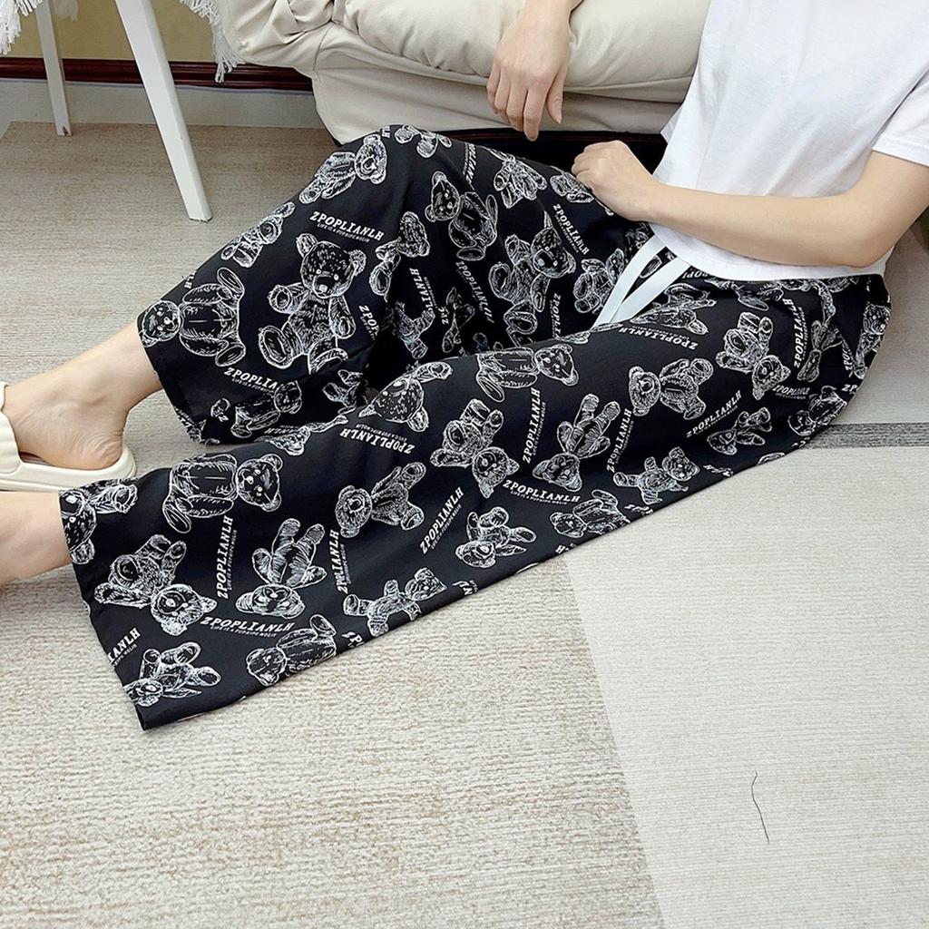 Summer Thin Cotton Rayon Ultra-Light Puff Wide Leg Ankle Pants for Women  Home Pants Plus Size Artificial Cotton Pants
