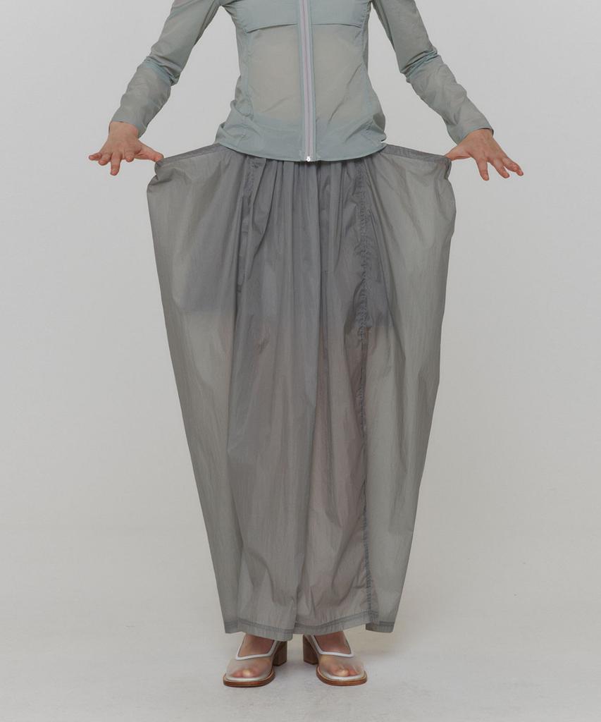 Amomento Layered Shirring Skirt_Grey