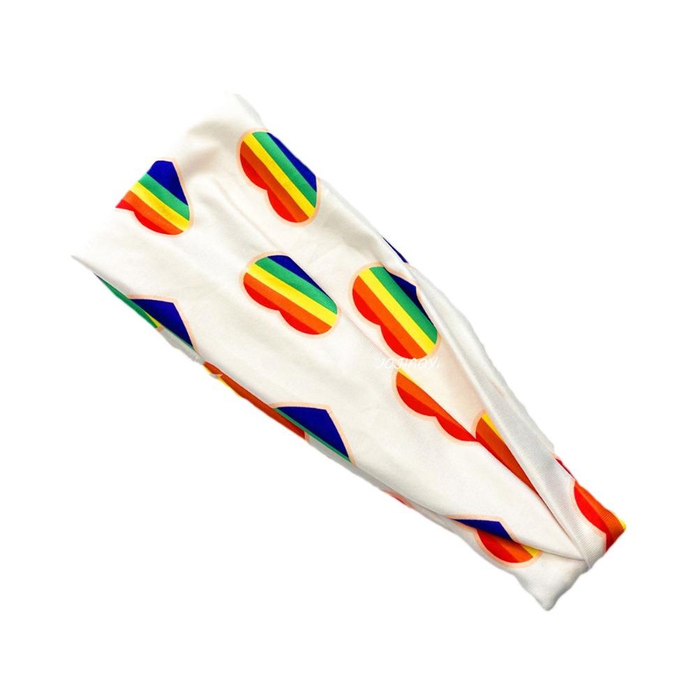 Sweat Absorbing Rainbow Elastic Headband Parade Sports Hairband Fashion Rainbow Headband  Kids