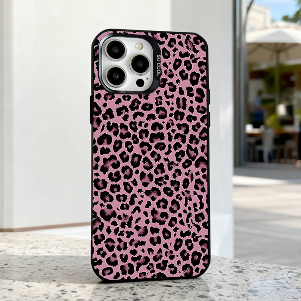 Fashion Tiger Leopard Print  Phone Case For iPhone 17,16,15,14,13,12,11,Pro,Max,Plus,E,Air,Mini Black IMD Cover iPhone15promax