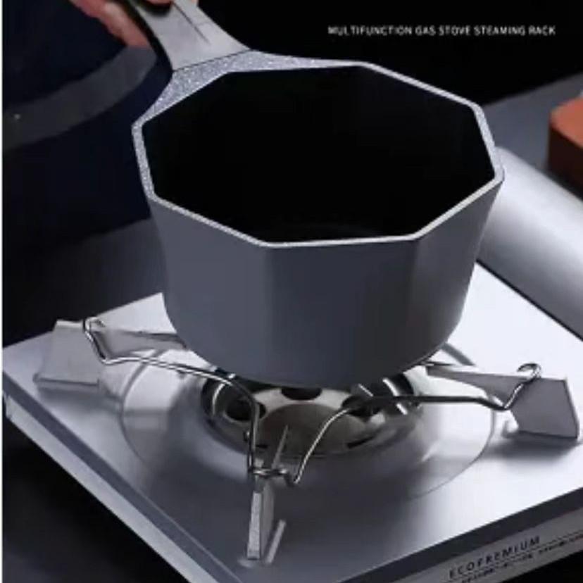 Cast Iron Four-Prong Trivet for Small Milk Pot - Gas Stove Rack Accessory