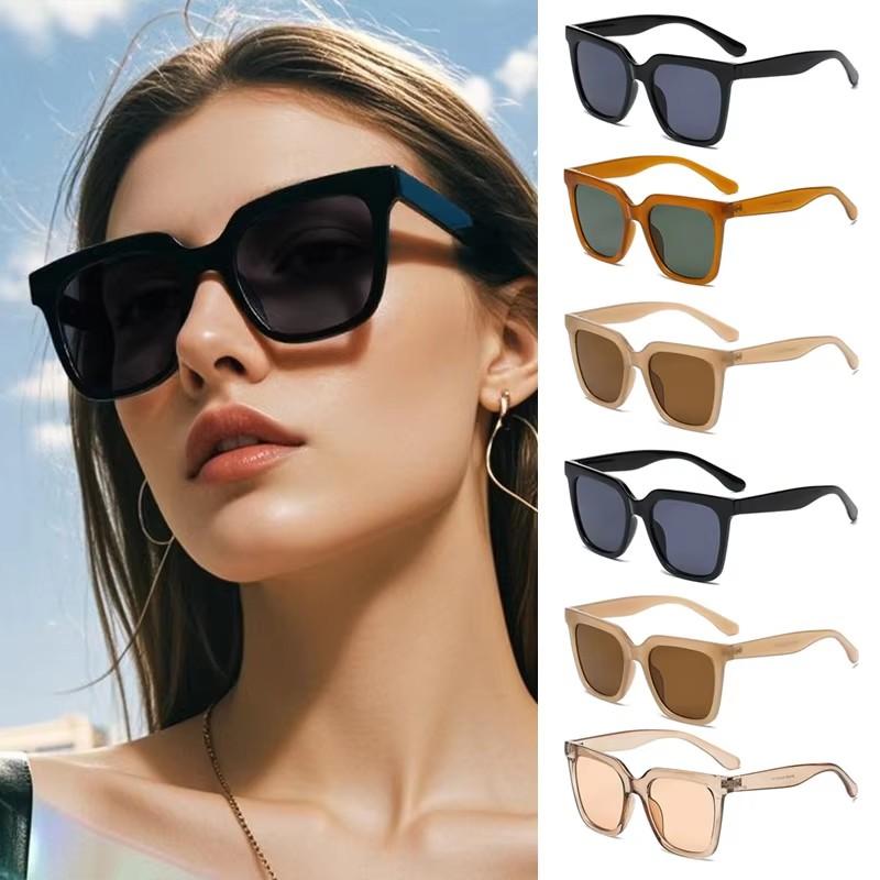 1/6pcs Fashion Large Square Sunglasses Women Designer Cateye Sun Glasses Vintage Female Color Frame Eyeglasses UV400 Oculos