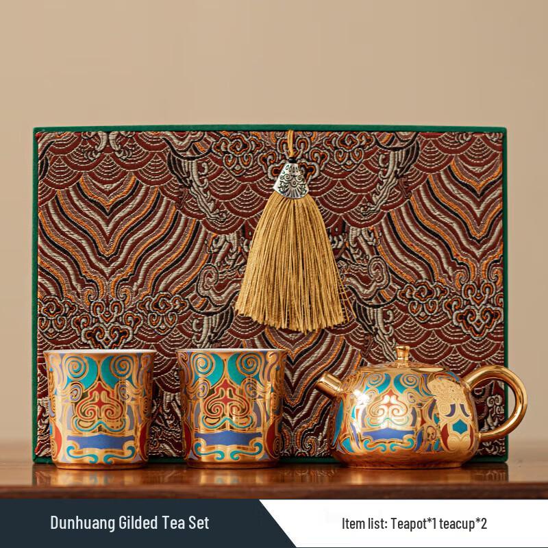 Chaxun Dunhuang Gilded Ceramic Tea Set