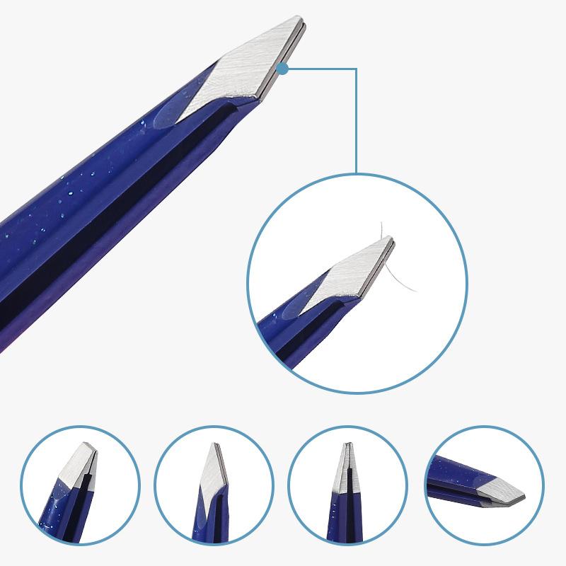 4pcs/Set stainless steel tweezers drip glue gradient glitter powder eyebrow clip eyebrow trimming and beauty tool pull eyebrow clip