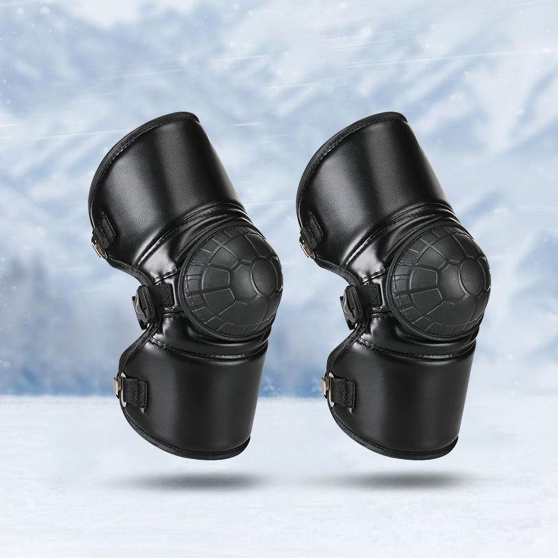 Unisex Winter Electric Motorcycle Knee Pads: Cold-Proof, Waterproof, Windproof, Thickened Fleece-Lined Leg Warmers for Riding