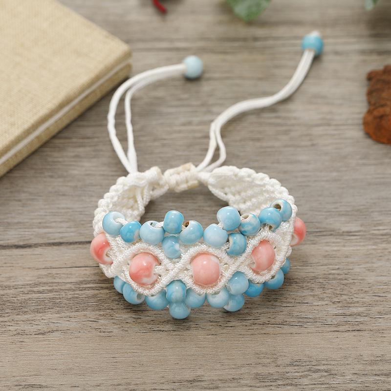 Hand-woven retro ceramic bracelet women's versatile simple temperament literary hand rope with jewelry