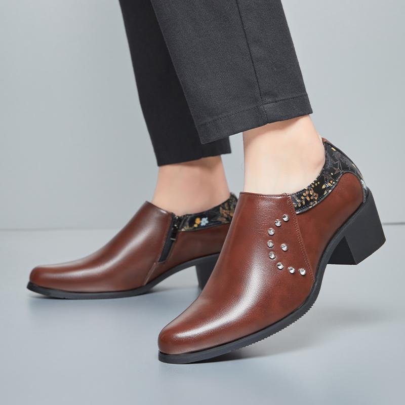 Fashion New Men Business Formal Shoes Black Brown High Heels Comfortable Breathable Fashionable High-end Leather Shoes 39-46 Men Shoes