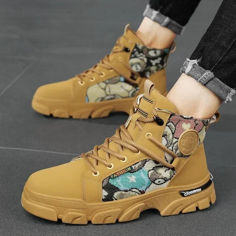 

Модные мотоциклетные ботинки для мужчин, зимние британские модные рабочие короткие ботинки, модная обувь для альпинизма и спорта, повседневная обувь 39