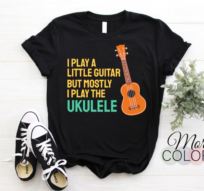 Новая футболка унисекс Я играю на маленькой гитаре уке укулеле Игрок на укулеле Укулелист Му L