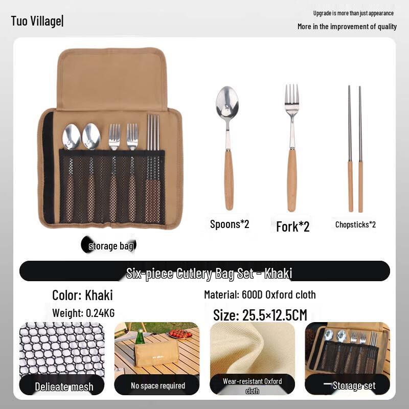 Jinge 6-Piece Stainless Steel Camping Cutlery Set