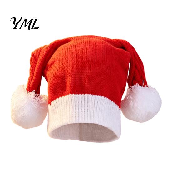 Casual Winter Accessories for Women Christmas Elf Hat, Cozy Knit Hat with Pom Soft Polyester Pom, Stretchy Warm Skull Cap Outdoor Cold Weather Trendy