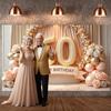 60. Meilenstein Kulisse Goldene Ballons Geburtstagsfeier Banner Happy 60 Birthday Banner Zartrosa Rosen Für Formelle Anlässe