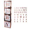 4pcs Rose Gold Clear Boxes for Balloons 30 Letters 10 Numbers 5 Characters ABC Transparent Gift Boxes Birthday Gender Reveal Letter Blocks Decorations