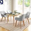 2 Piece Set Chairs Dining Room Chairs Velvet Look Wooden Legs 54 Cm X 57 Cm X 80 Cm Gray Plus Natural