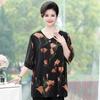 Summer Women's Plus Size Blouse Half Sleeve V Neck T-Shirt Loose Printed Blouse