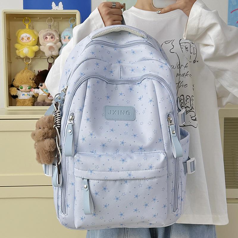 Schoolbag Korean Version of Small Fresh Schoolbag Japanese Princess Versatile Cute Star Printed Backpack Junior High School Class Backpack