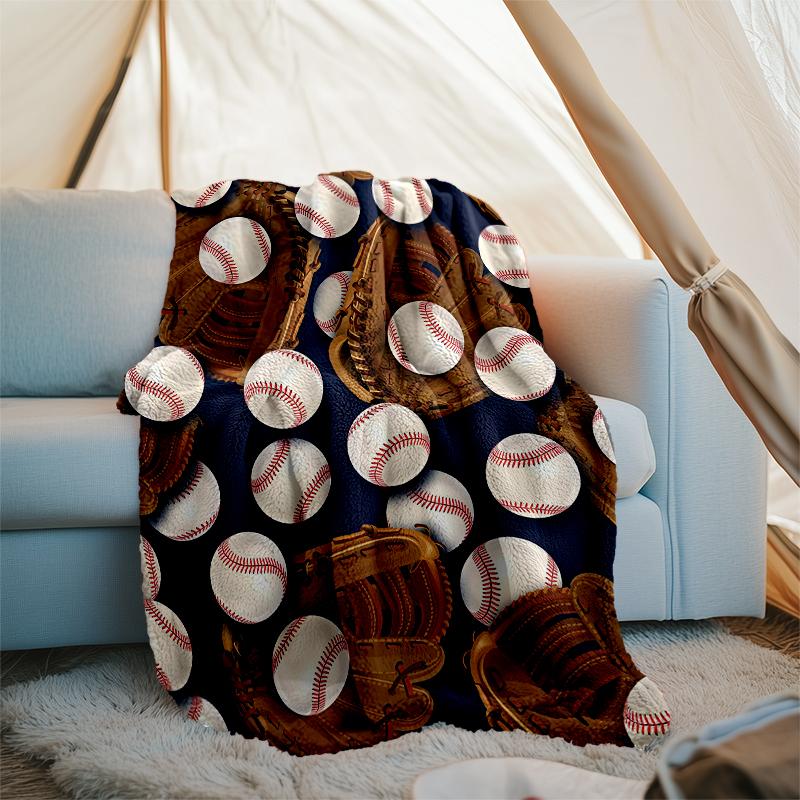 Baseball Theme Printed Blanket - Perfect for Couch, Bed, Travel & Outdoor Use | Machine Washable, Cozy & Durable.