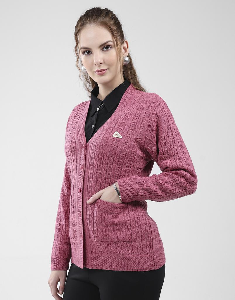 MONTE CARLO Women's V Neck Full Sleeves Cardigan