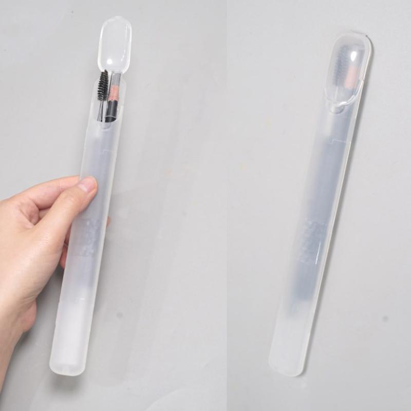 

Портативный ящик для хранения кистей для макияжа, карандаш для бровей, столовые приборы, палочки для еды, прозрачный с крышкой, органайзер, чехол для косметических инструментов белый