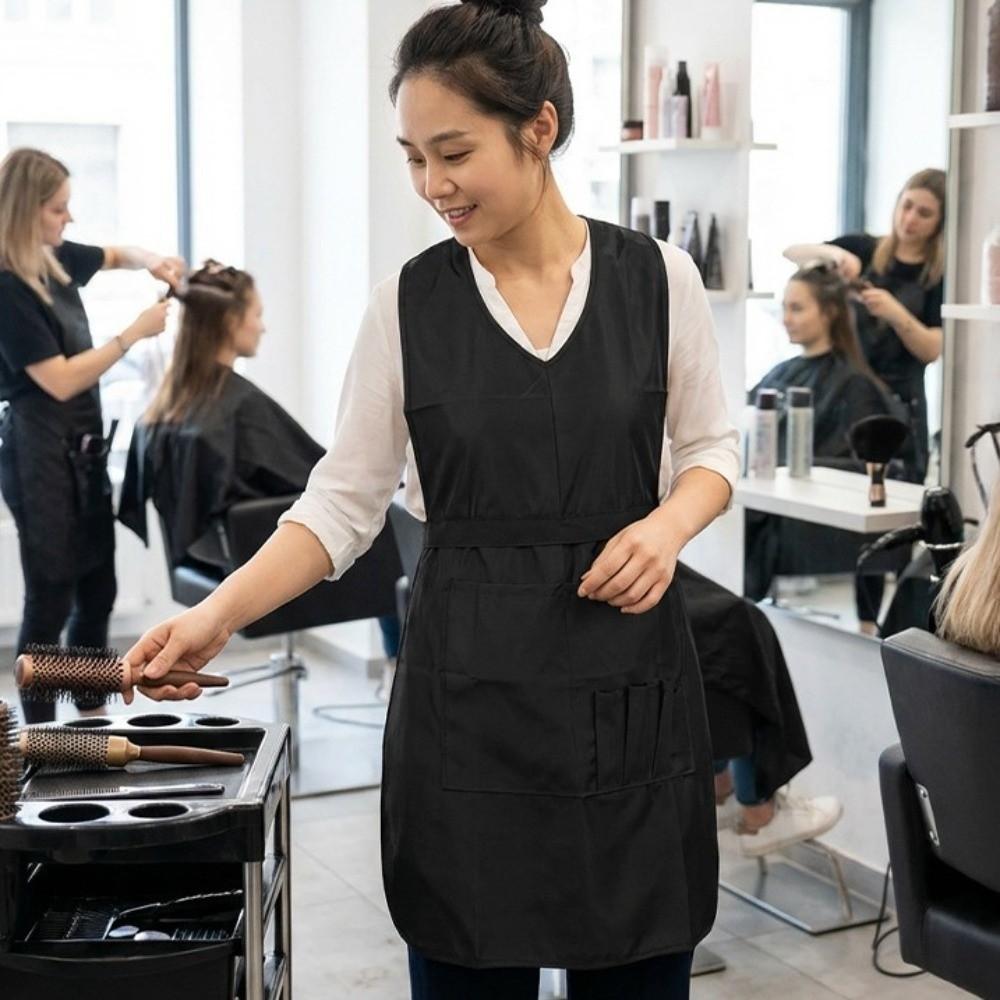 Waterproof Black Stylist Apron Professional Barber Shop Work Clothes Hairdressing Gown  Hairstylist