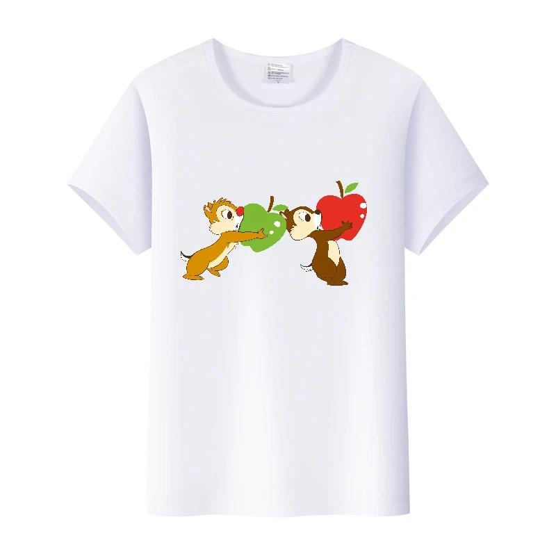 Casual Cartoon Chip 'n' Dale Graphic t-shirt Summer Blouses White Tees Clothes Y2K Tshirt Oversized Tops Unisex