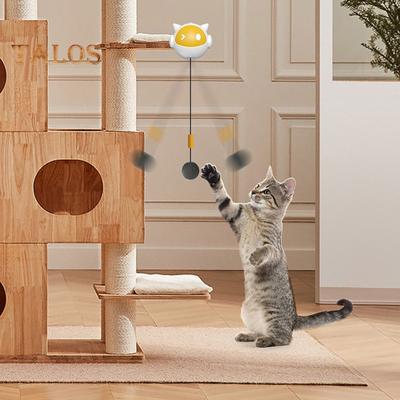 An der Tür hängendes, flauschiges Katzenballspielzeug, elektronischer, selbstspielender Haustierball, automatisch anhebender Fellball, Schnurspielzeug, interaktives Katzenspielzeug für Hauskatzen