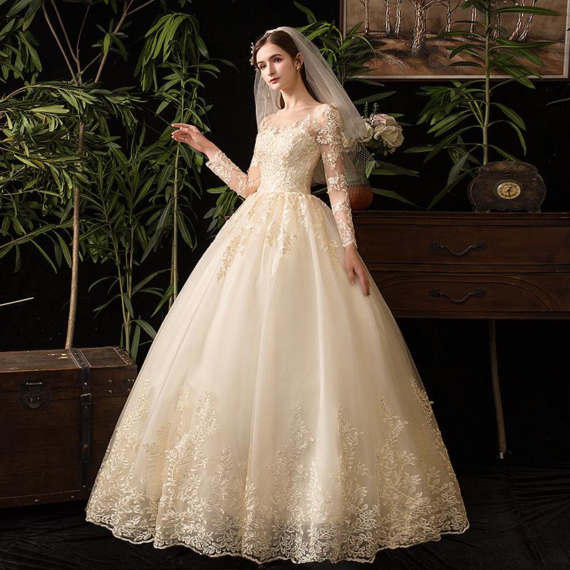 2024 Luxury Lace Long Sleeve Wedding Dress for Brides, Plus Size, D50