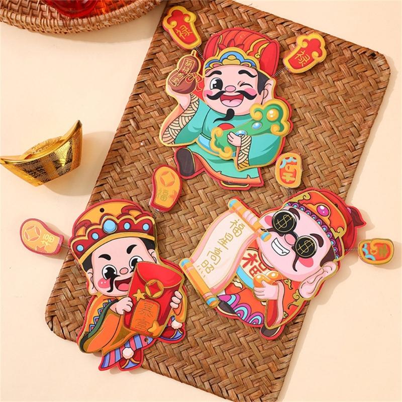 God of Fortune Fridge Sticker Magnet God of Fortune Hanging Ornament Lucky Money Pockets Chinese Redness Envelope