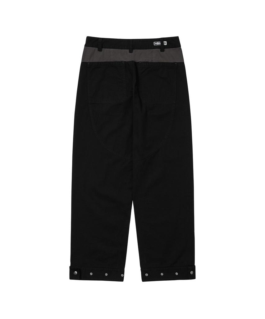 WELLBEING EXPRESS Color Blocked Wide Cotton Pants Black