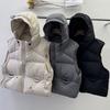 Down cotton vest women's autumn and winter short hooded new loose small vest vest vest jacket