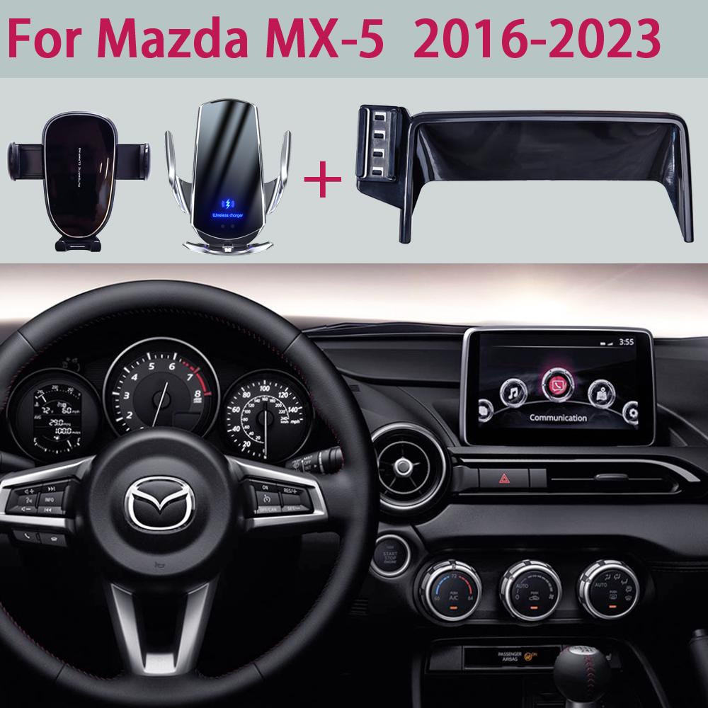 ABHC1 Car Phone Holder For Mazda MX5 MX-5 ND 2016 2017 2018-2021 2022 2023 7-Inch Display Screen Fixed Bracket Wireless Charging Stand