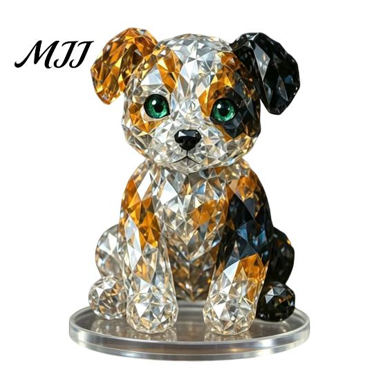 Modern Retro Interior Styling Geometric Faux Crystal Animal Sculpture, Sparkling Acrylic Cat/Owl/Eagle/Dog Statue, Exquisite Sculpture Gifts