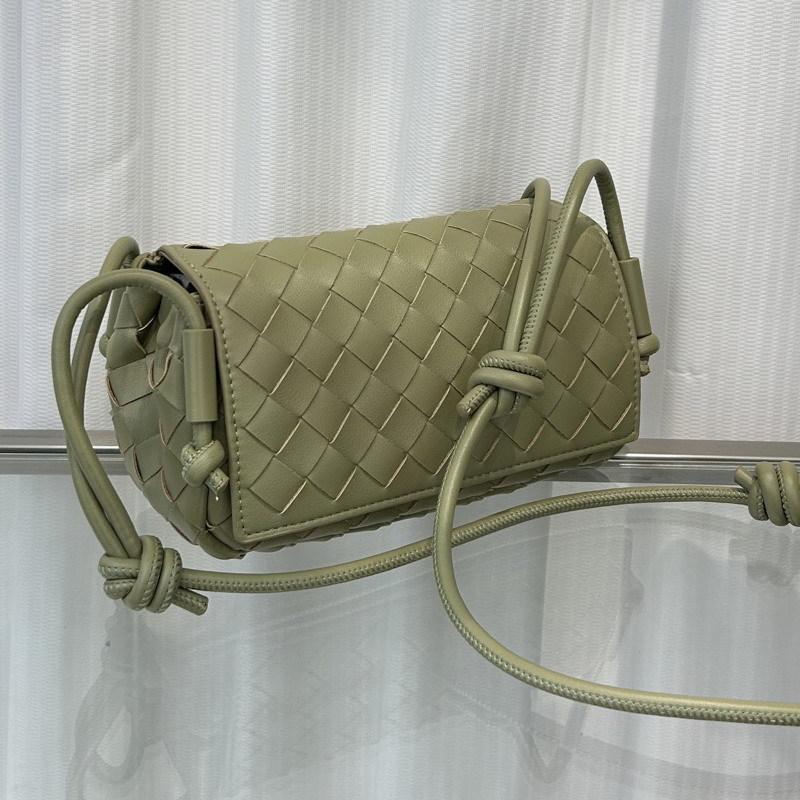 New Cowhide Leather Woven Bag Small Square Bag Pillow Bag Tote Bag Shoulder Messenger Bag Handbag Women's Bag