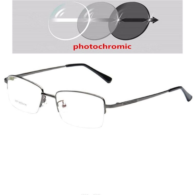 0 -0.5 -0.75 To -4.0 Half Frame Square Prescription Spectacles Men Semi-Rimless Presbyopic Eyeglasses Man 0 +0.5 To +4.0