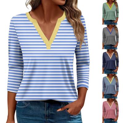 Women's T Shirt Tee Printed 3/4 Sleeve Daily Weekend Fashion Basic V Neck Regular Top